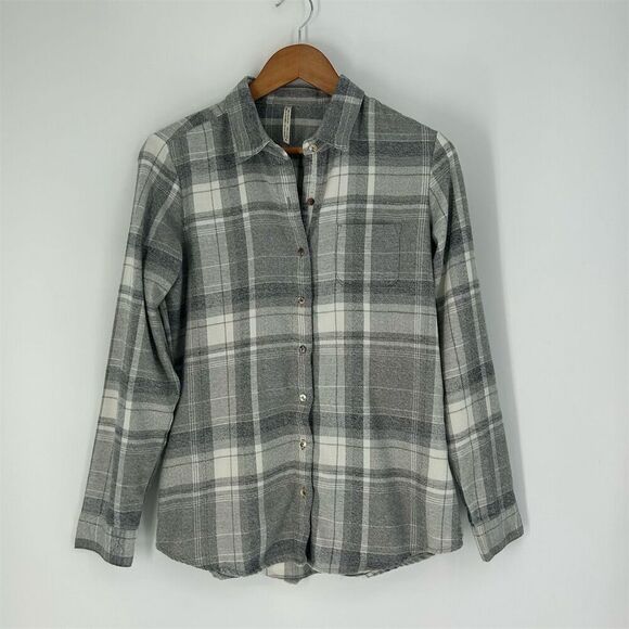 NWOT Kuhl KAMILA Plaid Gray Flannel Button Up Shirt Size S - Picture 1 of 7